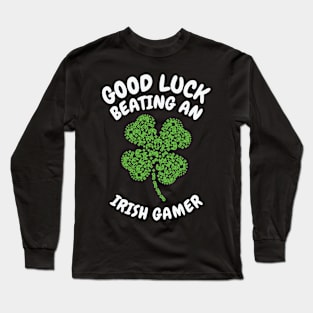 St. Patrick's Day Gaming Shamrock Gamer Video Games Long Sleeve T-Shirt